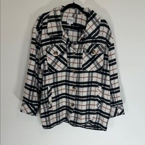 Plaid Button-Up Soft Fleece Jacket By Kenzie.
